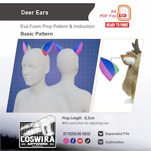Deer Ears Prop Pattern Template – EVA Foam Pattern for Cosplay and DIY Builds Inspired by Animal Fantasy Style