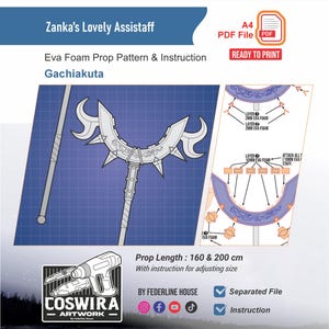 Zanka Lovely Assistaff Prop-patroonsjabloon – EVA-schuimpatroon voor cosplay en doe-het-zelfconstructies, geïnspireerd door Gachiakuta
