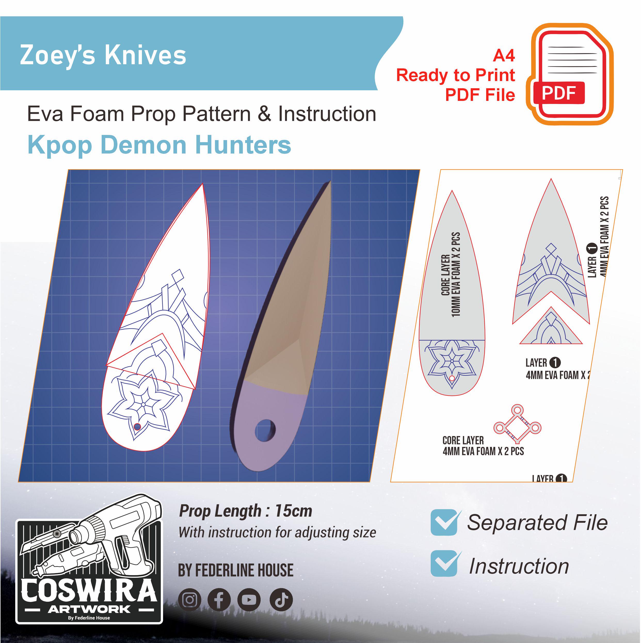 Zoey Knife Prop Template – EVA Foam Pattern Inspired by KPOP Demon