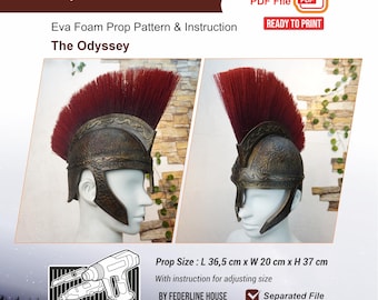 Patroon voor een Odysseus-helm van EVA-schuim + videotutorial – De op de Odyssee (2026) geïnspireerde Griekse krijger cosplayhelm