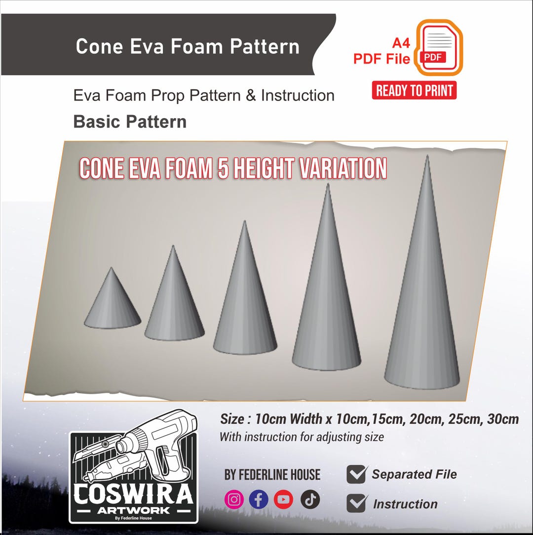 Cone Spike EVA Foam Pattern Template – Basic EVA Foam Prop Pattern for ...