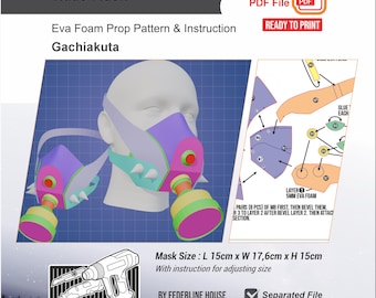 Rudo Mask Prop Pattern Template – EVA Foam Pattern for Cosplay & DIY Builds Inspired by Gachiakuta Anime