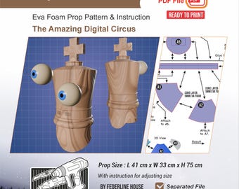Kinger Head Helmet Prop Pattern Template – EVA Foam Pattern for Cosplay and DIY Builds Inspired by The Amazing Digital Circus