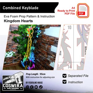 Połączony szablon rekwizytu Keyblade – wzór z pianki EVA inspirowany Kingdom Hearts