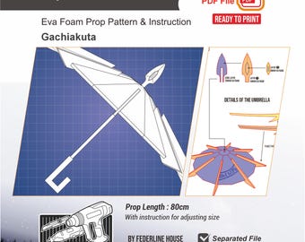 Enjin Umbrella Prop Pattern Template – EVA Foam Pattern for Cosplay & DIY Builds Inspired by Gachiakuta