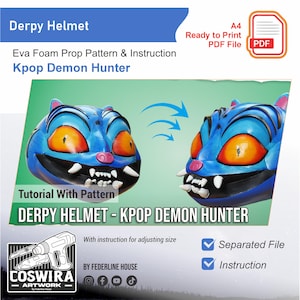 Derpy Tiger Mask Prop Pattern Template With Video – EVA Foam Pattern for Cosplay & DIY Builds Inspired by KPop Demon Hunters
