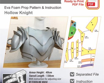 Pure Vessel Armor & Sword Prop Pattern Template – EVA Foam Pattern for Cosplay and DIY Builds Inspired by Hollow Knight