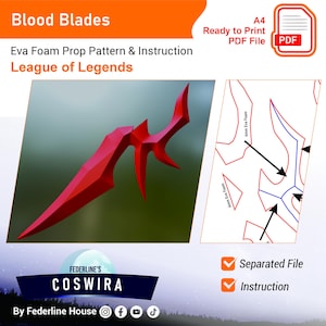 Prop Template: Blood Blades – EVA Foam Pattern Inspired by League of Legends for Cosplay & DIY Builds