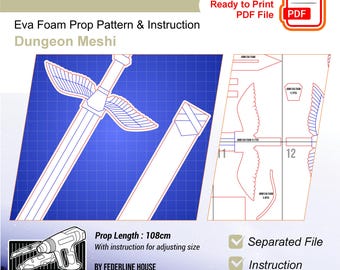 Laios Touden Sword Prop Template – EVA Foam Pattern