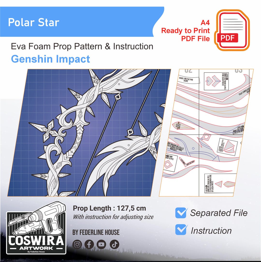 Polar Star Bow Prop Childe Tartaglia Pattern Template – EVA Foam ...