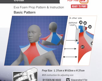 Superhero Curl Armor Collar Prop Pattern Template – Basic EVA Foam Pattern for Cosplay and DIY Builds Inspired