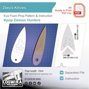 Prop Template: Zoey Knife – EVA Foam Pattern Inspired by KPOP Demon Hunters for Cosplay & DIY Builds