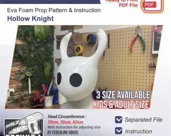 Hollow Knight Helmet Mask Prop Template + Video – EVA Foam Pattern Inspired by Hollow Knight - You Can Change The Eye - Instruction Included