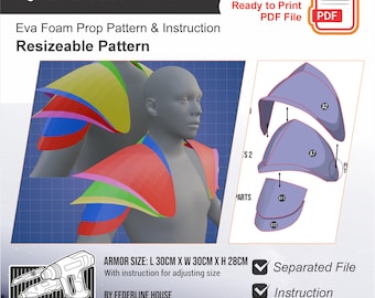 High Elf Shoulder Armor Prop Pattern Template – EVA Foam Pattern for Cosplay & DIY Builds