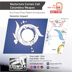 Nocturne’s Curtain Call EVA-skummönster PDF – Columbina-vapnet Genshin Impact-inspirerad cosplaymall