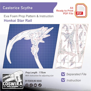 Prop Template: Castorice Scythe – EVA Foam Pattern Inspired by Honkai Star Rail for Cosplay & DIY Builds