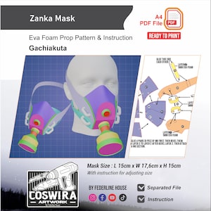 Zanka-maskmall för rekvisita – EVA-skummönster för cosplay och gör-det-själv-byggen inspirerade av Gachiakuta Anime