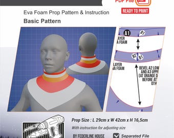 Long Neck Armor Collar Prop Pattern Template – EVA Foam Pattern for Cosplay and DIY Builds Inspired by Fantasy Armor