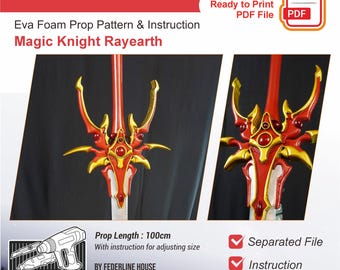 Hikaru Sword Prop Pattern Template – EVA Foam Pattern for Cosplay & DIY Builds Inspired by Magic Knight Rayearth