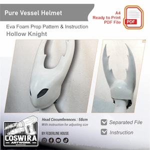 Pure Vessel Helmet Prop Pattern Template – EVA Foam Pattern for Cosplay & DIY Builds Inspired by Hollow Knight