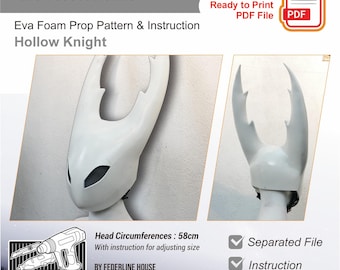 Pure Vessel Helmet Prop Pattern Template – EVA Foam Pattern for Cosplay & DIY Builds Inspired by Hollow Knight