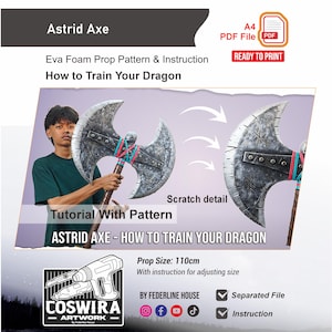 Astrid Axe Prop Pattern Template With Video – EVA Foam Viking Axe Pattern for Cosplay & DIY Builds Inspired by How to Train Your Dragon