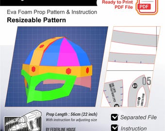 Viking Helmet with Mask Prop Template – EVA Foam Base Pattern for Cosplay & DIY Builds