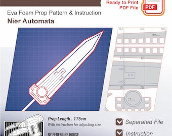 Iron Will Sword Prop Template – EVA Foam Pattern Inspired by Nier Automata