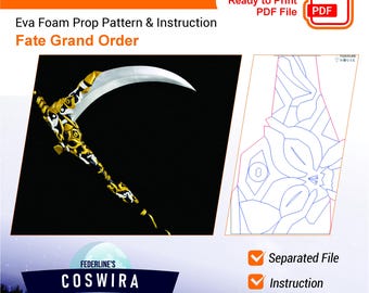 Gray’s Scythe Prop Template – EVA Foam Pattern Inspired by Fate Grand Order for Cosplay & DIY Builds