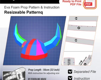 Viking Helmet with Horns Prop Template – EVA Foam Base Pattern for Cosplay & DIY Builds