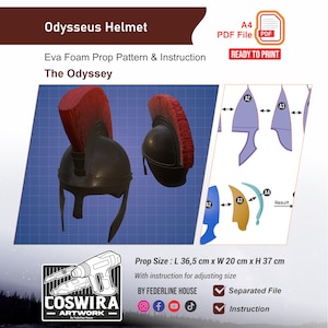 Odysseus Helmet EVA Foam Pattern Template – The Odyssey (2026) Inspired Greek Warrior Cosplay Helmet
