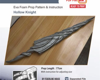 Nail Sword Prop Pattern Template – EVA Foam Pattern for Cosplay & DIY Builds Inspired by Hollow Knight