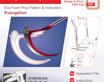 Rei Ayanami Heavy Scythe Prop Template  – EVA Foam Pattern