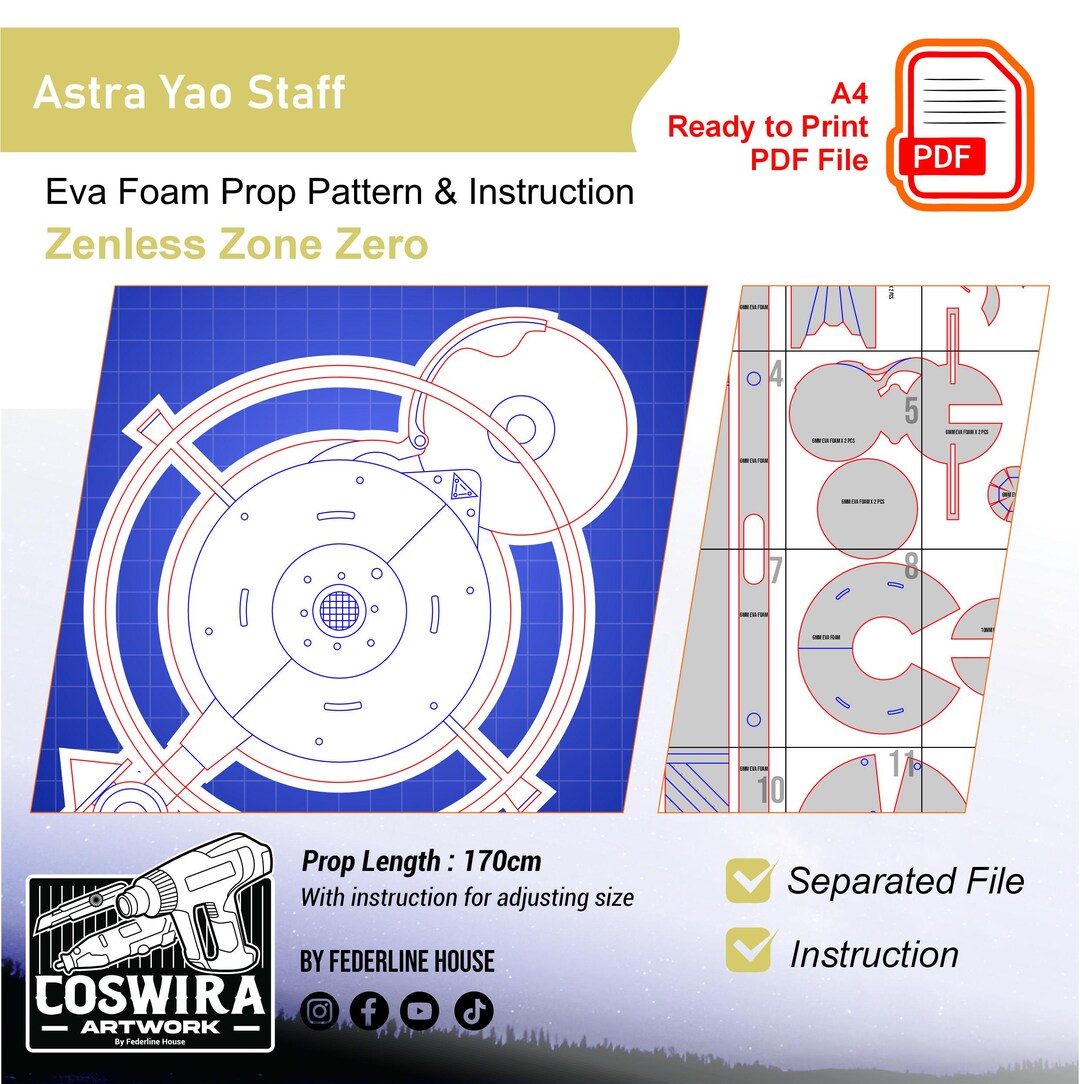Astra Yao Staff Prop Template – EVA Foam Pattern Inspired by Zenless ...