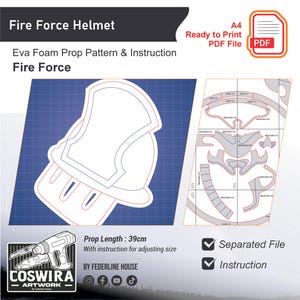 Modèle d&#39;accessoire de casque Fire Force – Motif en mousse EVA pour cosplay et constructions DIY