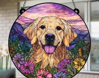 Personalized Dog Portrait Stained Glass Suncatcher, Custom Dog Memorial Suncatcher, Dog Loss Sympathy Gift, Dog Loss Keepsake, Pet Loss Gift