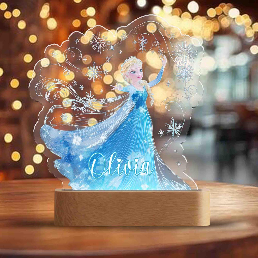 Personalized Elsa Frozen Night Light, Frozen Elsa Night Light With Name ...