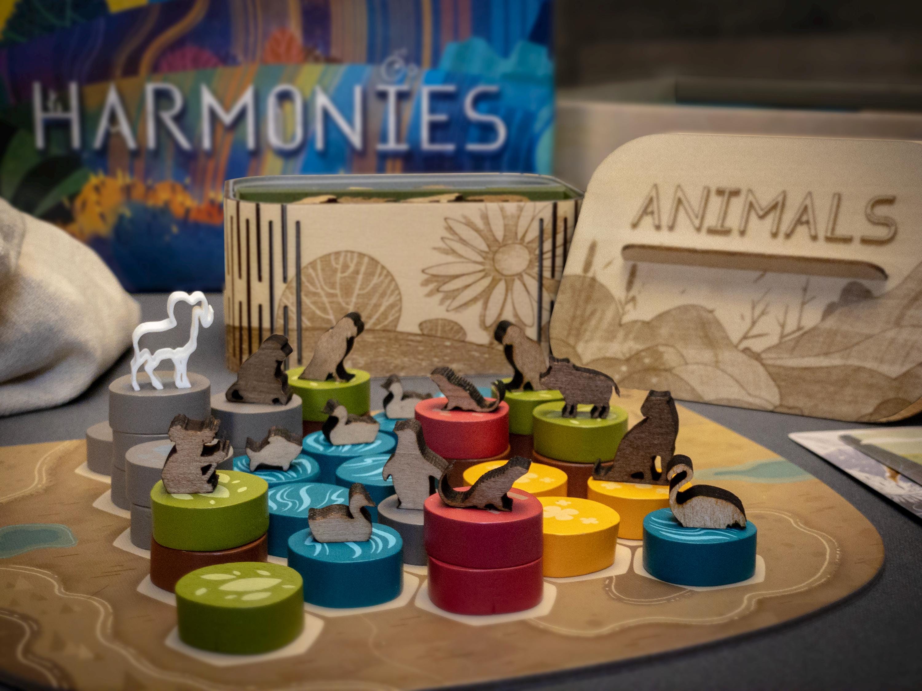 Harmonies Board Game Upgrade: Wooden Animal Meeple Set With