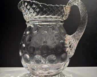 Vintage Hobnail Clear Glass Pitcher Capacity 48 Fluid Ounces.