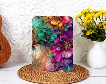 Colorful Flowers Art Kindle Case with Hand Strap for Paperwhite 12th Gen Kindle 12th/11th/10th Gen Custom Clear Back Kindle 2024 Case Cover