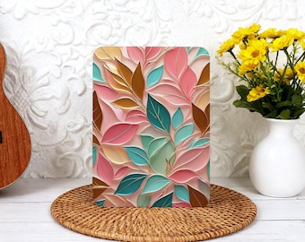 Stained Glass Leaf Kindle Case with Hand Strap for Paperwhite 12th Gen Kindle 12th/11th/10th Gen Custom Clear Back Kindle 2024 Case Cover