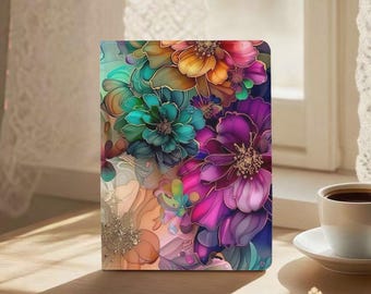 Colorful Flowers Art iPad Case with Pencil Holder iPad 2025 Air 7 M3 A16 11 2024 Air 6 M2 Pro 11" 13" 12.9" 2022 10th Mini 7/6 Air 5/4 Cover