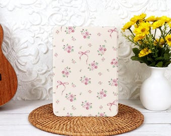 Pink Bow Flowers Cute Kindle Case with Hand Strap for Paperwhite 12th Gen Kindle 12th/11th/10th Gen Custom Clear Back Kindle 2024 Case Cover