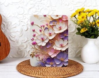Stained Glass Flowers Kindle Case with Hand Strap for Paperwhite 12th Gen Kindle 12th/11th/10th Gen Custom Clear Back Kindle 2024 Case Cover