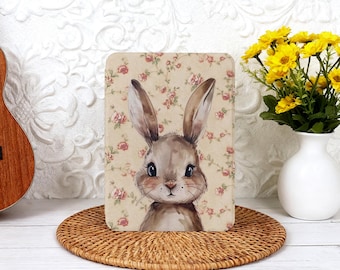 Retro Flowers Bunny Kindle Case with Hand Strap, Paperwhite 12th 7" Kindle 12th/11th/10th Gen Colorsoft Cute Custom Kindle 2024 Case Cover