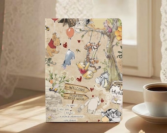 Winnie the Pooh Cute iPad Case with Pencil Holder iPad 2025 Air 7 M3 A16 11 2024 Air 6 M2 Pro 11" 13" 12.9" 2022 10th Mini 7/6 Air 5/4 Cover