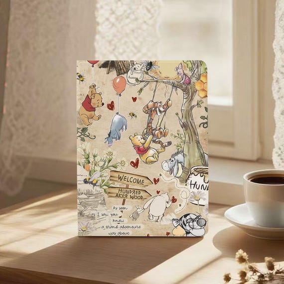 Winnie the Pooh Cute iPad Case with Pencil Holder iPad 2025 Air 7 M3 A16 11 2024 Air 6 M2 Pro 11" 13" 12.9" 2022 10th Mini 7/6 Air 5/4 Cover
