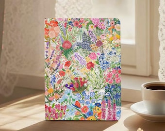 Colorful Flowers iPad Case with Pencil Holder iPad 2025 Air 7 M3 A16 11 2024 Air 6 M2 Pro 11" 13" 12.9" 2022 10th Mini 7/6 Air 5/4 Cover