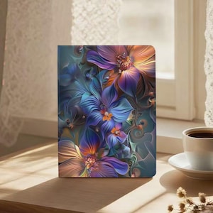 Retro Blomkonst Livfullt iPad-skal med Pennhållare iPad 2025 Air 7 M3 A16 11 2024 Air 6/5 M2 Pro 11" 13" 12.9" 2022 10th Mini 7/6 Fodral