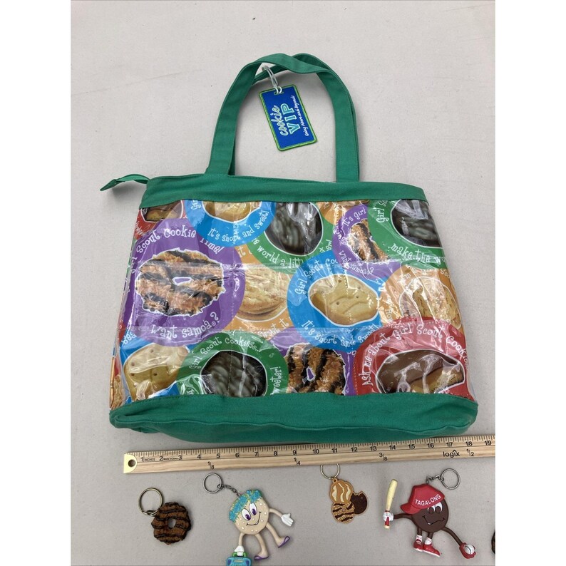 Vintage Girl Scouts Tote Bag & Key Chains Little Brownie Bakers Cookies RARE image 2